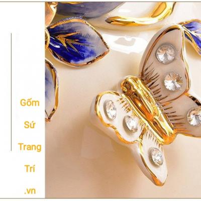 Bộ 3 Bình Lựu Tím Đắp Nổi Viền Vàng - phong cách Châu Âu